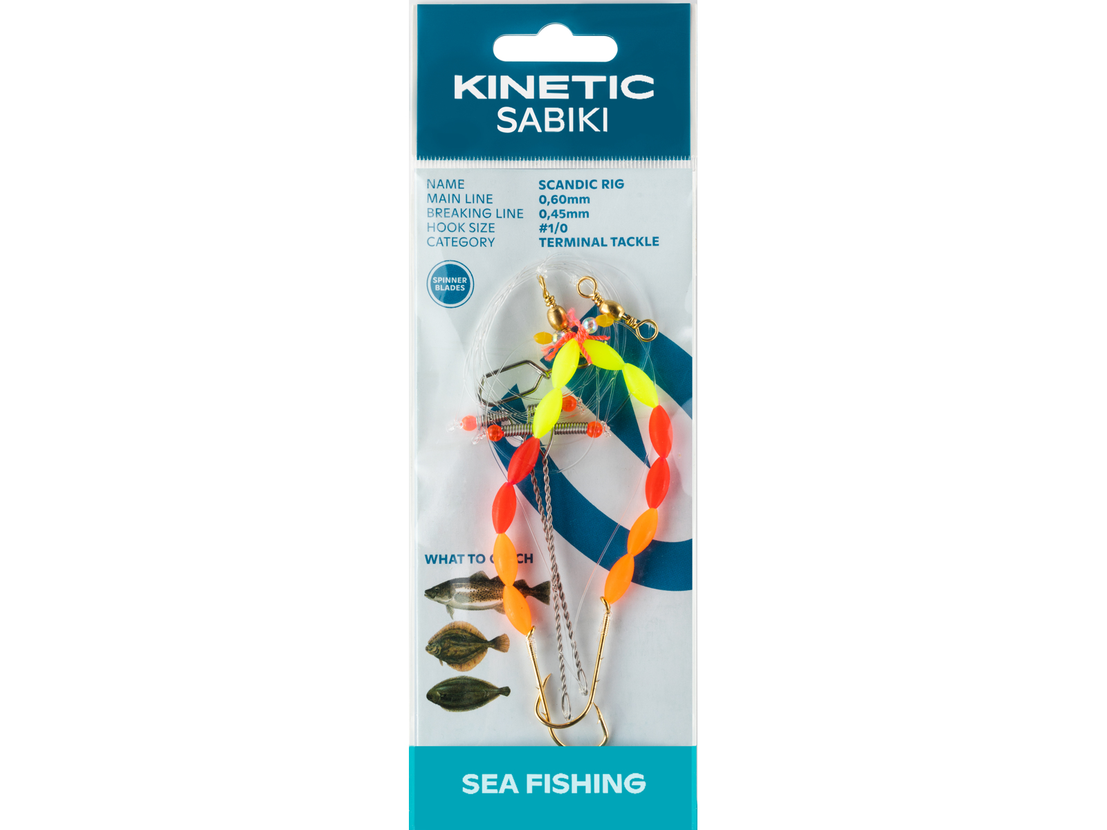Kinetic Sabiki Fladfiskforfang 1/0 Gul Rød Orange - Udsalg!
