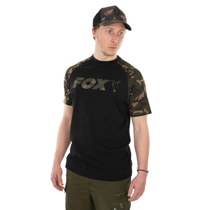 Fox Raglan T Shirt Black Camo