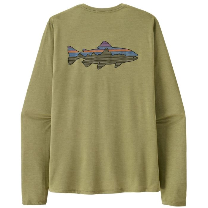 Patagonia M S L S Cap Cool Sun Shirt   Fitz Roy Trout Gumtree Green   Light X Dye