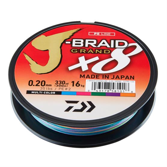 Daiwa J Braid Grand X8 150m - Flerfarvet Fletline Til Fiskeri