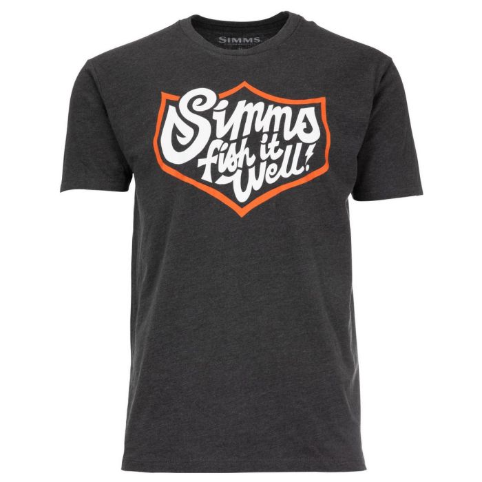 Simms Fish It Well Badge T Shirt Charcoal Heather