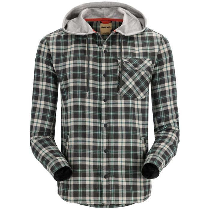 Simms Santee Flannel Hoody Forest Carbon Camp Plaid