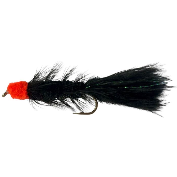 Fishmadman Egg Sucking Leech   Black W Orange Head