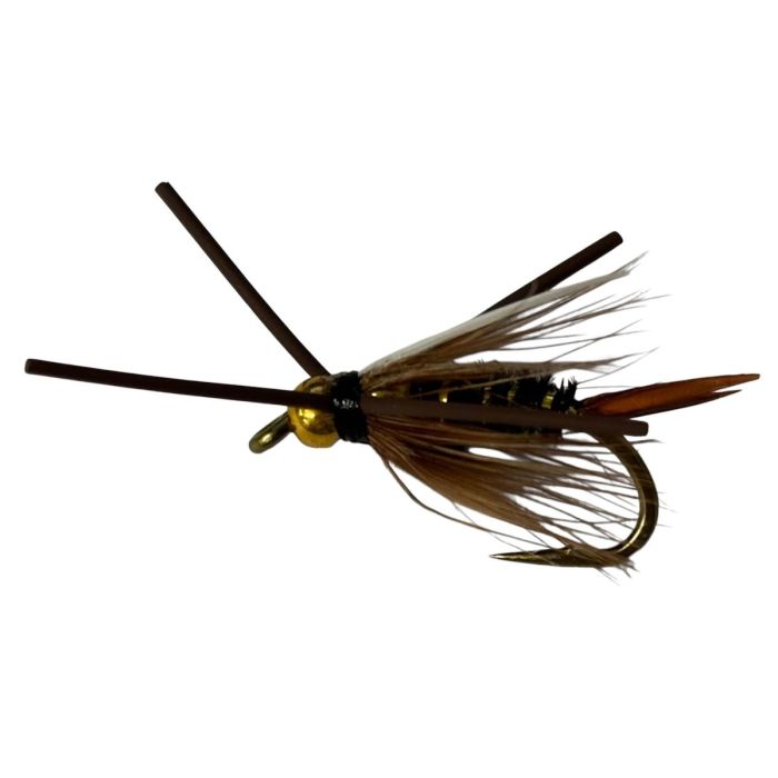 Fishmadman Prince Nymph Double Bead W  Brown Rubberlegs