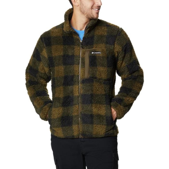 Columbia Winter Pass?  Print Full Zip Olive Green Check