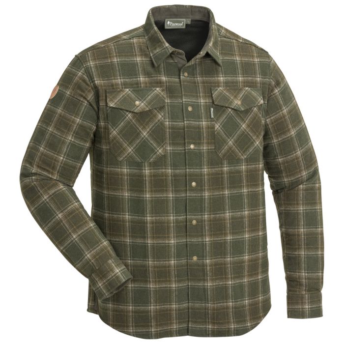 Pinewood Edmonton Exclusive Skjorte Mossgreen Suedebrown
