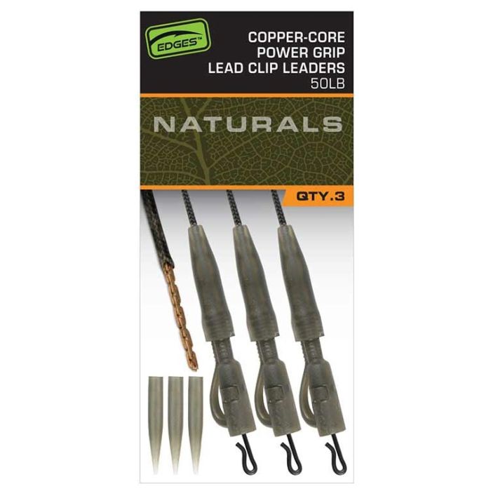 Fox Edges Naturals Copper Core Power Grip Lead Clip Leaders X3