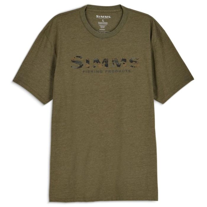 Simms Shroud Fill Logo T Shirt Military Heather