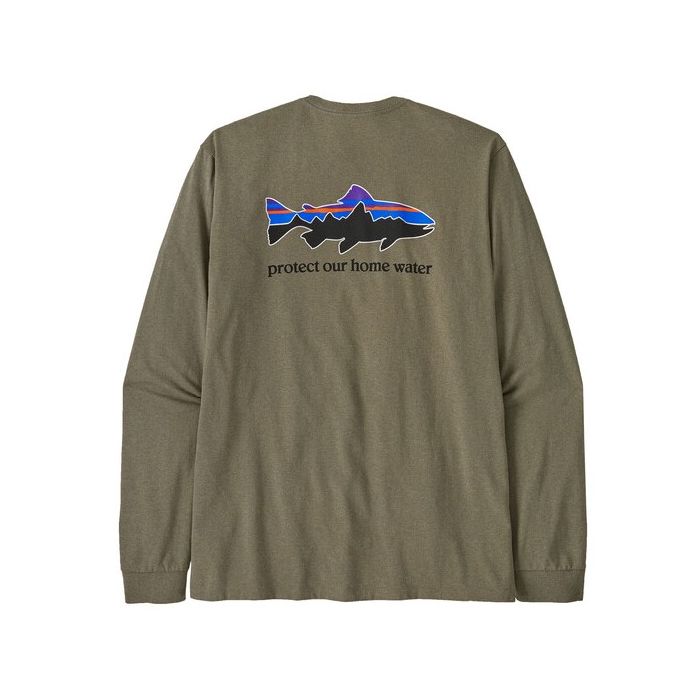 Patagonia Home Water Trout L S Responsibili Tee River Rock Green