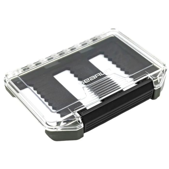 Searun Slim Fly Box   Clear Lid   Dark Grey