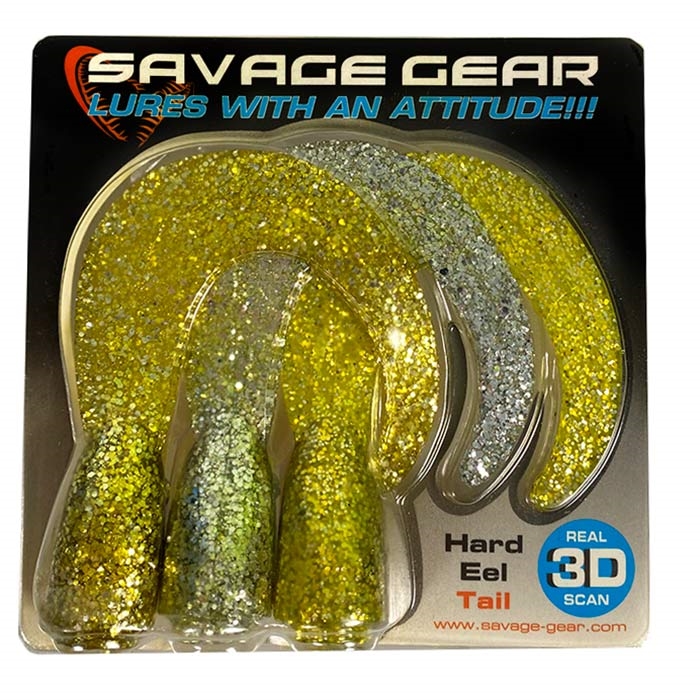 Savage Gear 3d Hard Eel Tails Gold   Silver   Chartreuse Short
