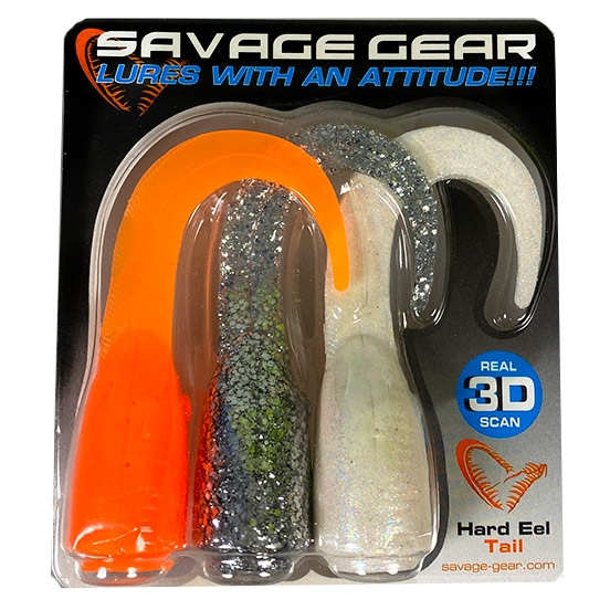 Savage Gear 3d Hard Eel Tails Orange   Silver   White Long